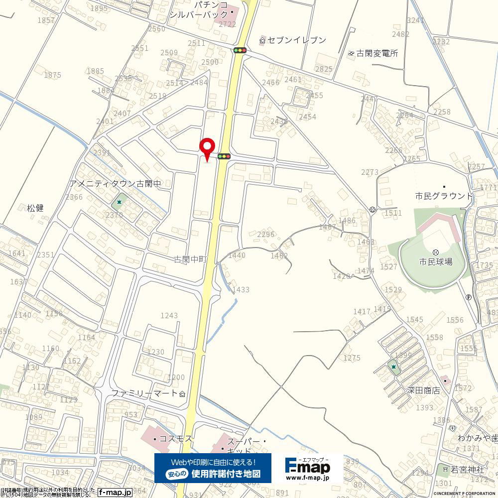 八代市　古閑中町　エフマップ